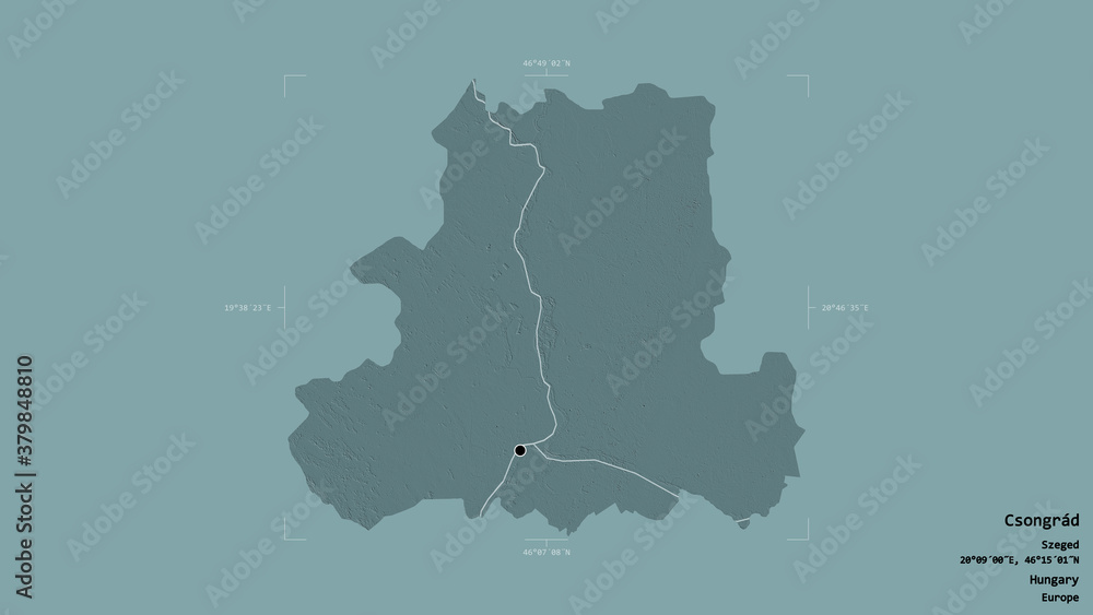 Fototapeta premium Csongrad - Hungary. Bounding box. Administrative