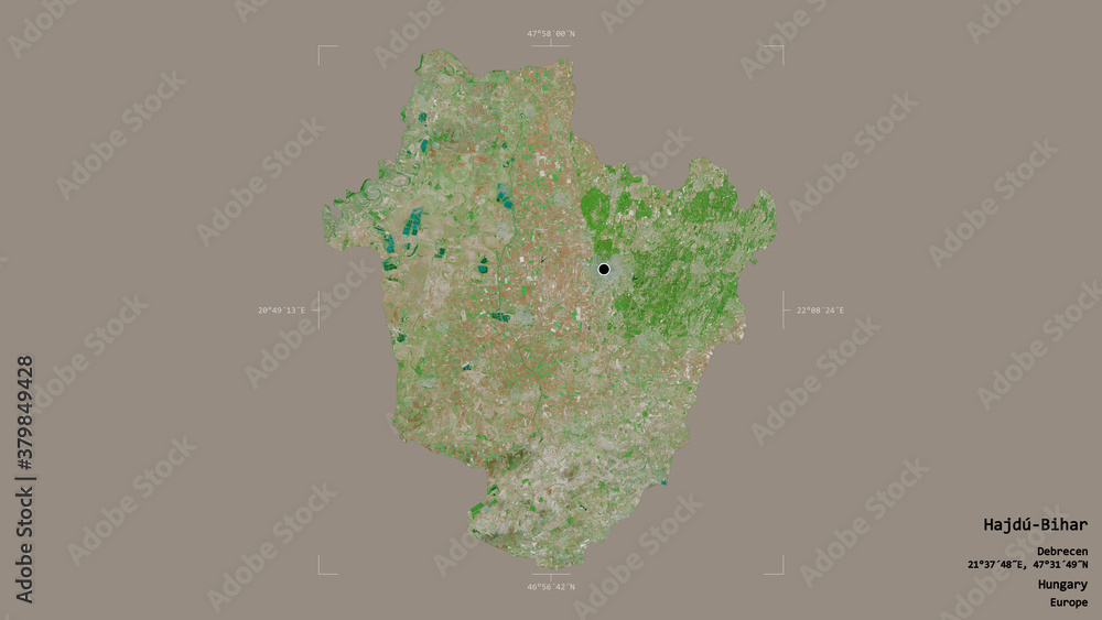 Hajdu-Bihar - Hungary. Bounding box. Satellite