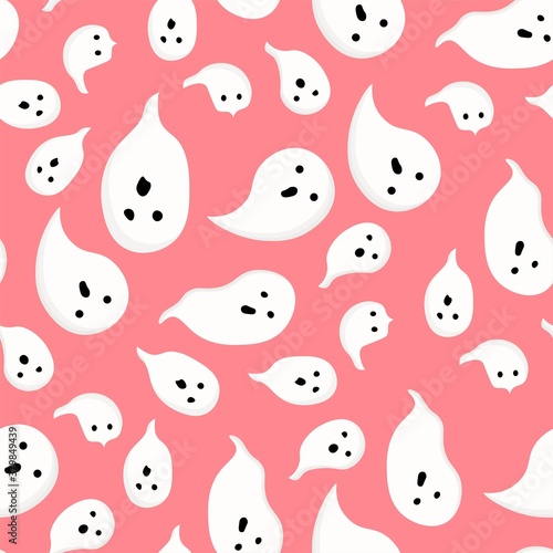 Background for Halloween. A ghost with a terrible face. illustration vector seamless pattern.