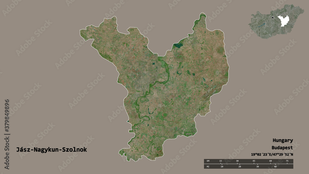 Jasz-Nagykun-Szolnok, county of Hungary, zoomed. Satellite