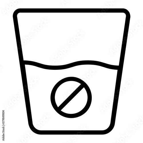 
Medicine inside a glass of water denoting vitamin intake in flat icon

