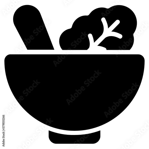 
An icon of salad bowl in flat design, diet food conceptualization
