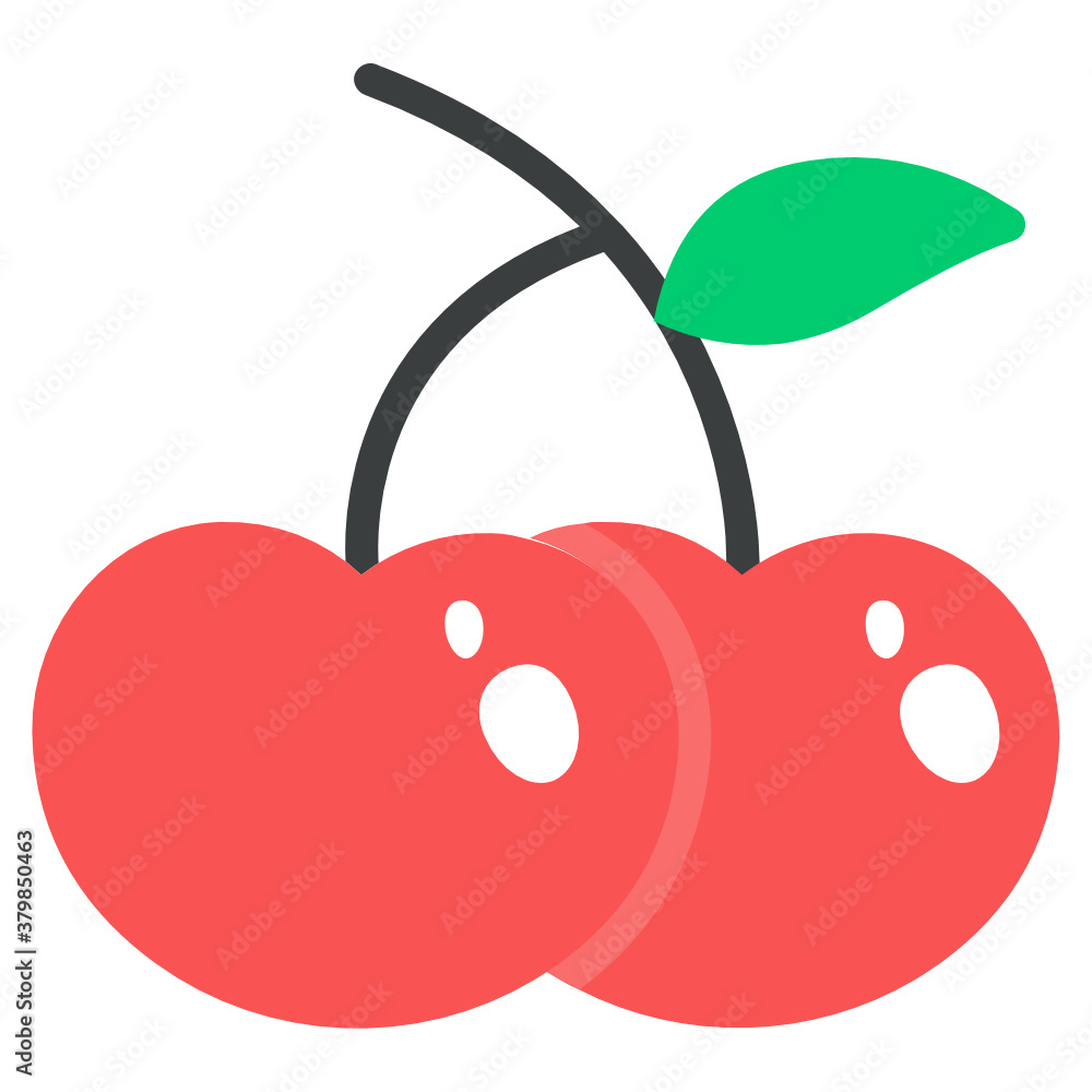Pair of cherries icon in flat vector
Pair of cherries icon in flat vector