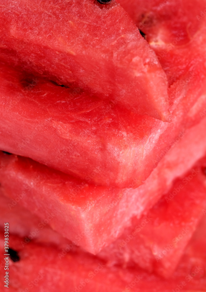 Fresh red watermelon structure, closeup. Macro. Fresh red watermelon structure, closeup. Macro.