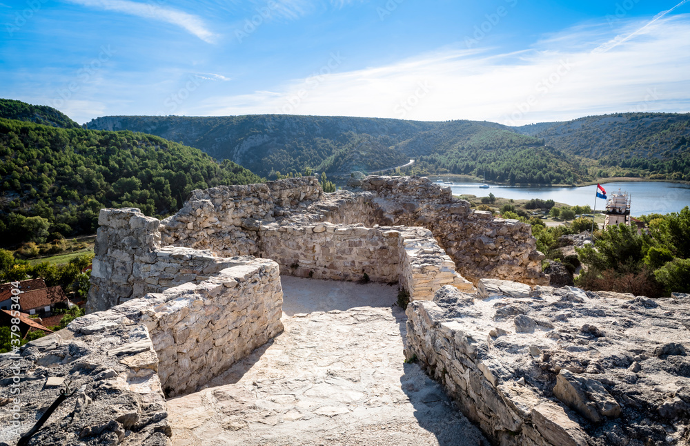 On top of the old fortress towering over the town of Skradin, Croatia