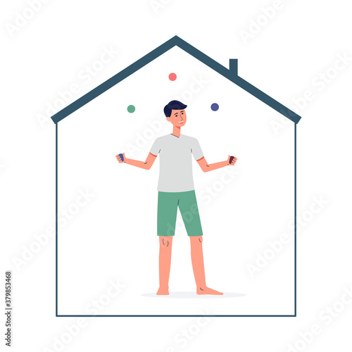 Illustration of a man who juggles balls.