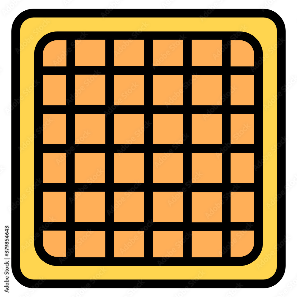 A batter dough patterned cookie known as waffle, flat icon art
A batter dough patterned cookie known as waffle, flat icon art