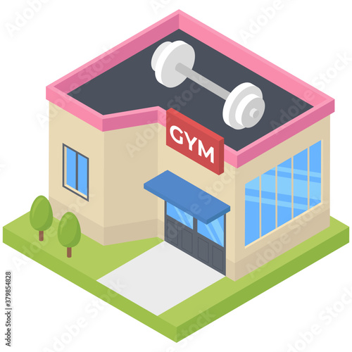 
Isometric icon of gym building 
