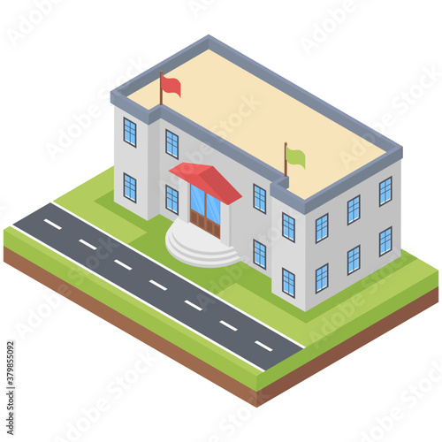 
Isometric icon of hotel building 
