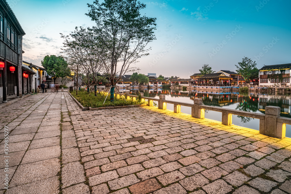 Ancient buildings by the river in Dangkou Ancient Town, Wuxi, Jiangsu, China