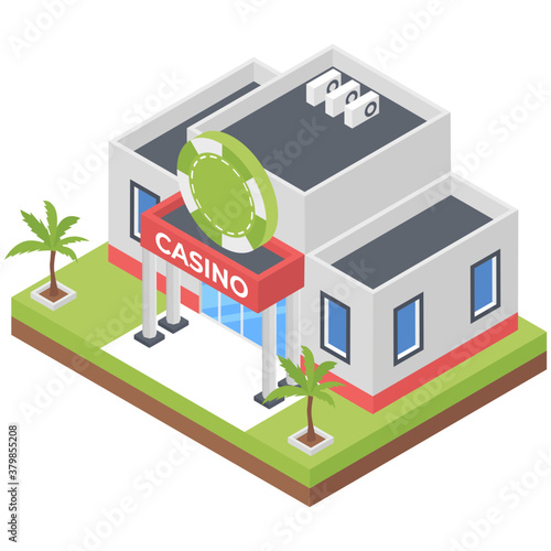 
Isometric icon of casino building 

