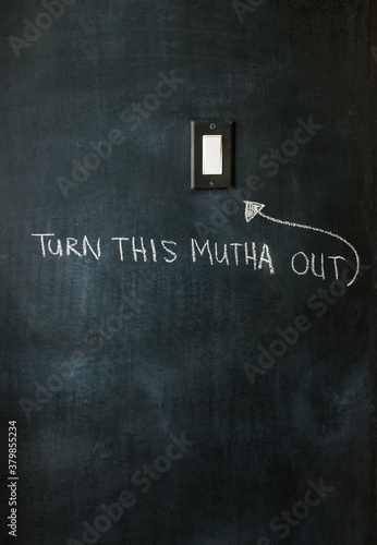 Chalkboard wall with written message 