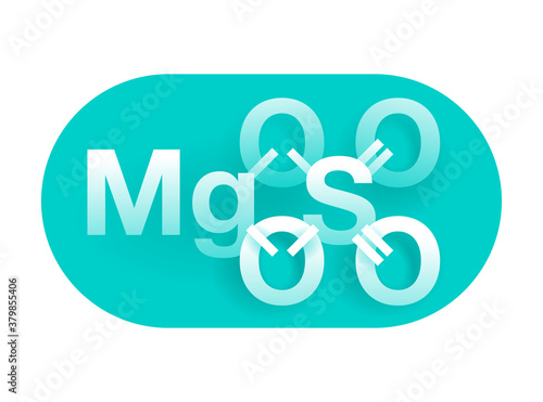 Magnesium sulfate - salt with  formula MgSO4 using in household chemical, agriculture, medical, food etc - creative formula emblem