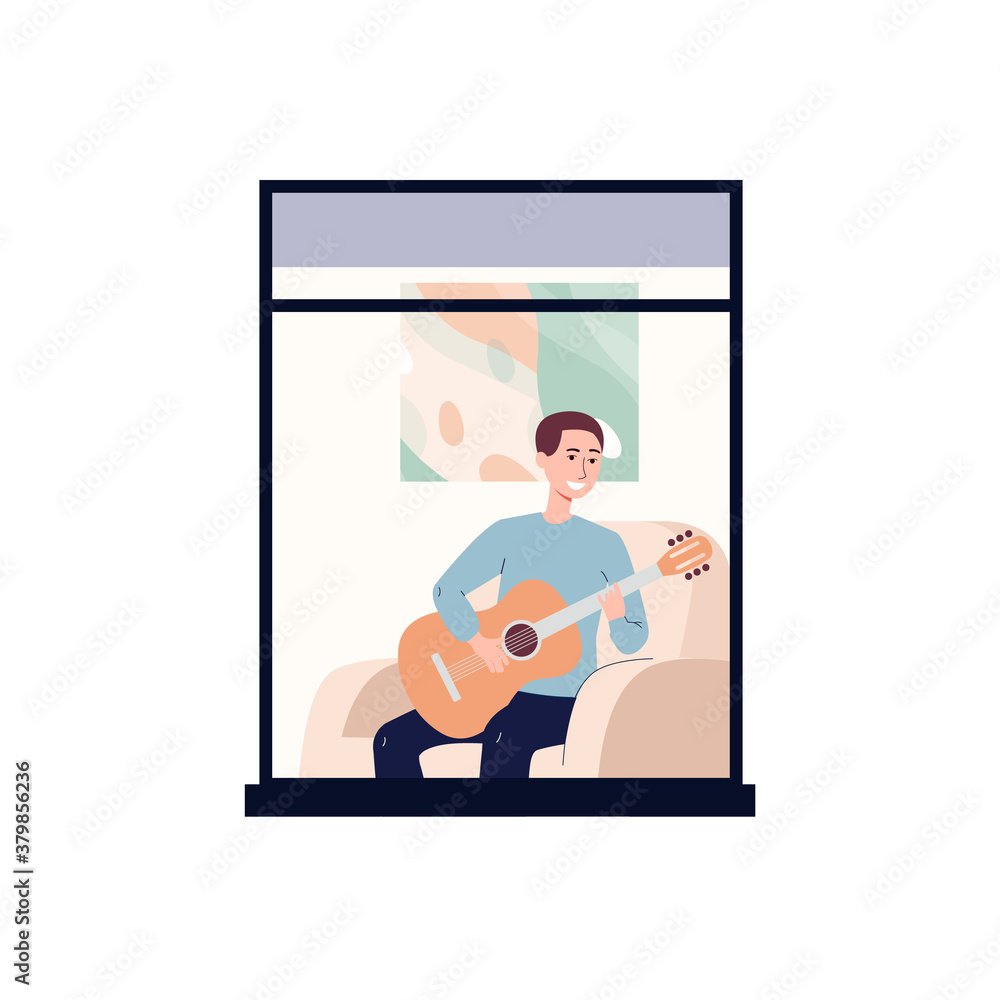 Vector illustration of a musician playing the guitar. Vector illustration of a musician playing the guitar.