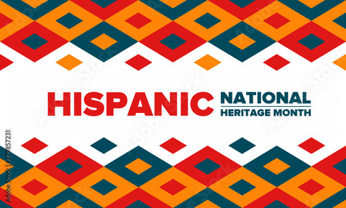 National Hispanic Heritage Month in September and October. Hispanic and Latino Americans culture. Celebrate annual in United States. Poster, card, banner and background. Vector illustration