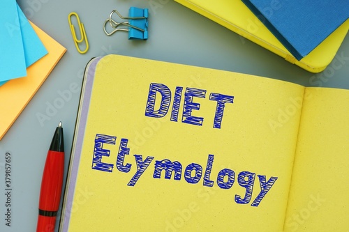 фотографія Healthy concept meaning diet etymology with inscription on the page