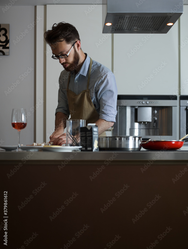 Man cooking at home