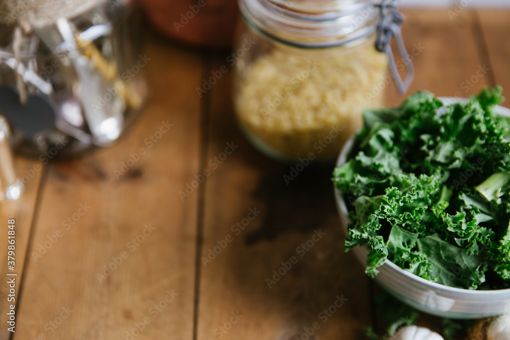 Ingredients for kale and orzo soup Ingredients for kale and orzo soup