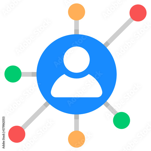 
A man with connected nodes showcasing personal network icon
