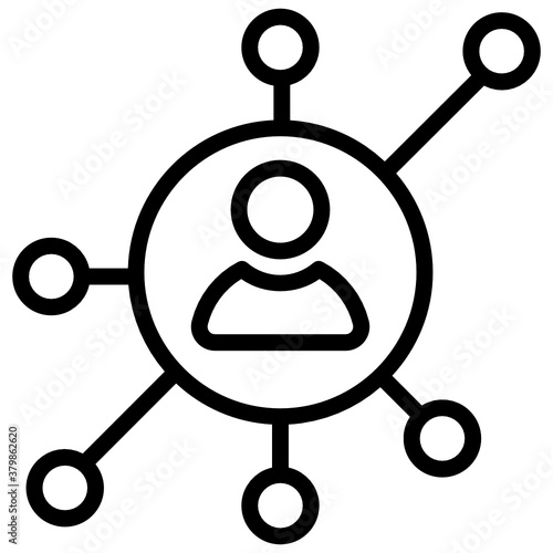 
A man with connected nodes showcasing personal network icon
