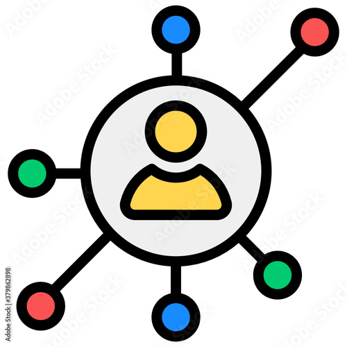 
A man with connected nodes showcasing personal network icon
