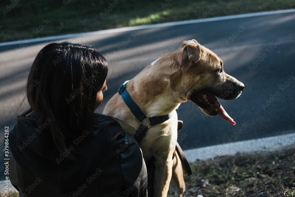 Woman with her cute dog