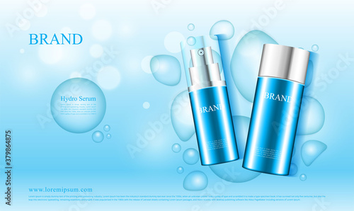 Cosmetic advertising works using water concept as illustration