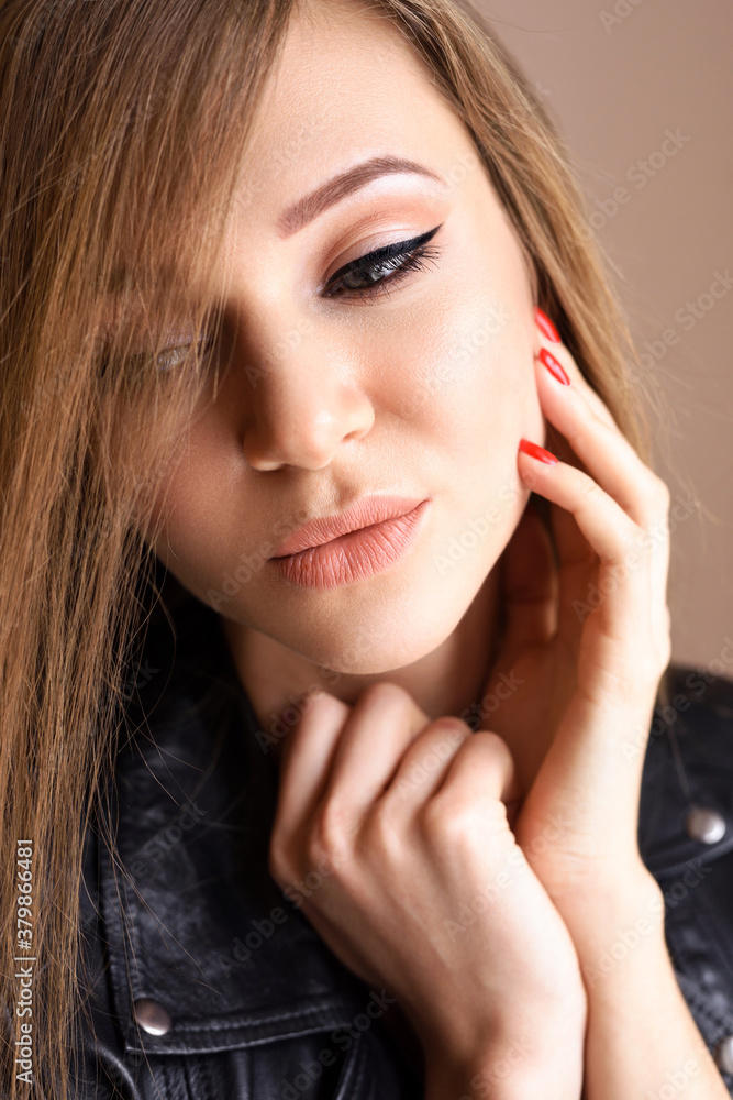 Portrait of a beautiful young woman with long hair Portrait of a beautiful young woman with long hair