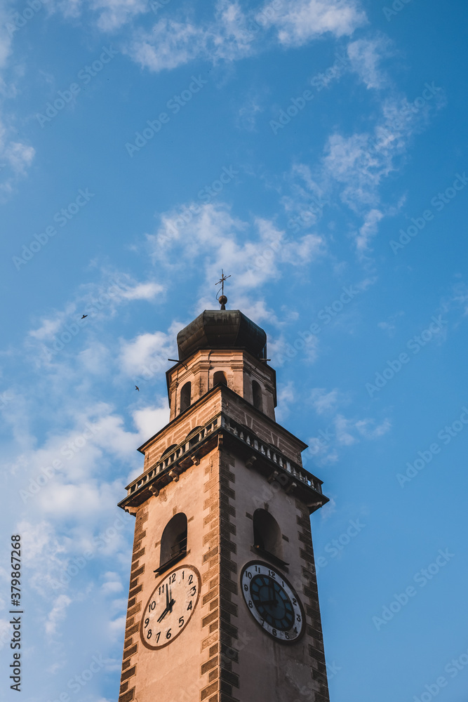 Clock Tower at Sunset, Northern Italy Clock Tower at Sunset, Northern Italy
