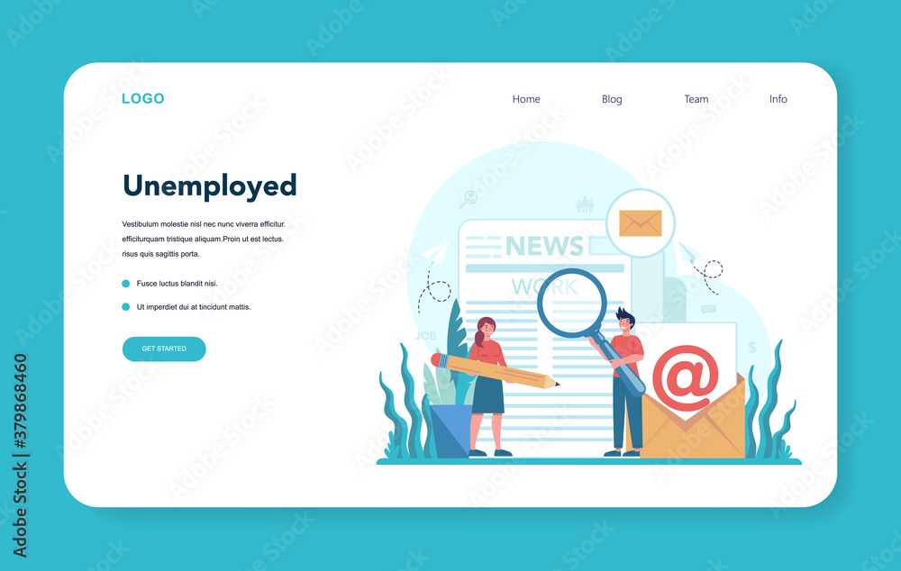 Unemployed web banner or landing page. Searching for work Unemployed web banner or landing page. Searching for work