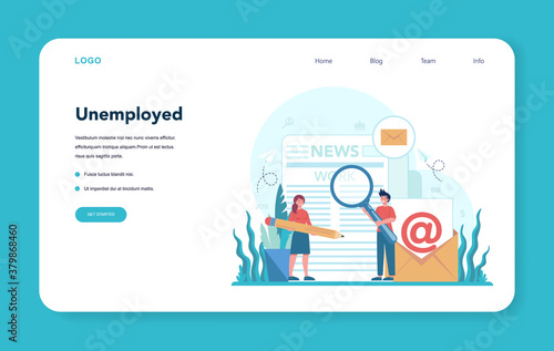 Unemployed web banner or landing page. Searching for work
