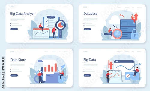 Business big data analysis and analytics concept set. Chart and graph