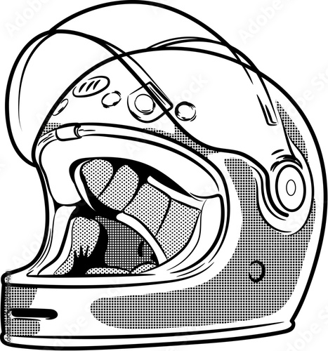 Motorcycle helmet sketch style isolated on white background.Protection of the head of the motorcyclist.Logo or poster for a biker club or motorcycle service.Illustration for a motorcycle shop  