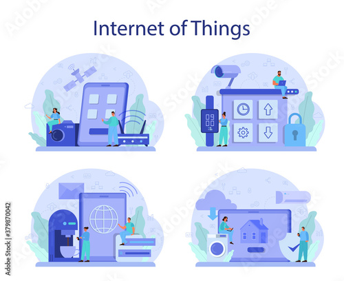 Internet of things set. Idea of cloud, technology and home. Modern