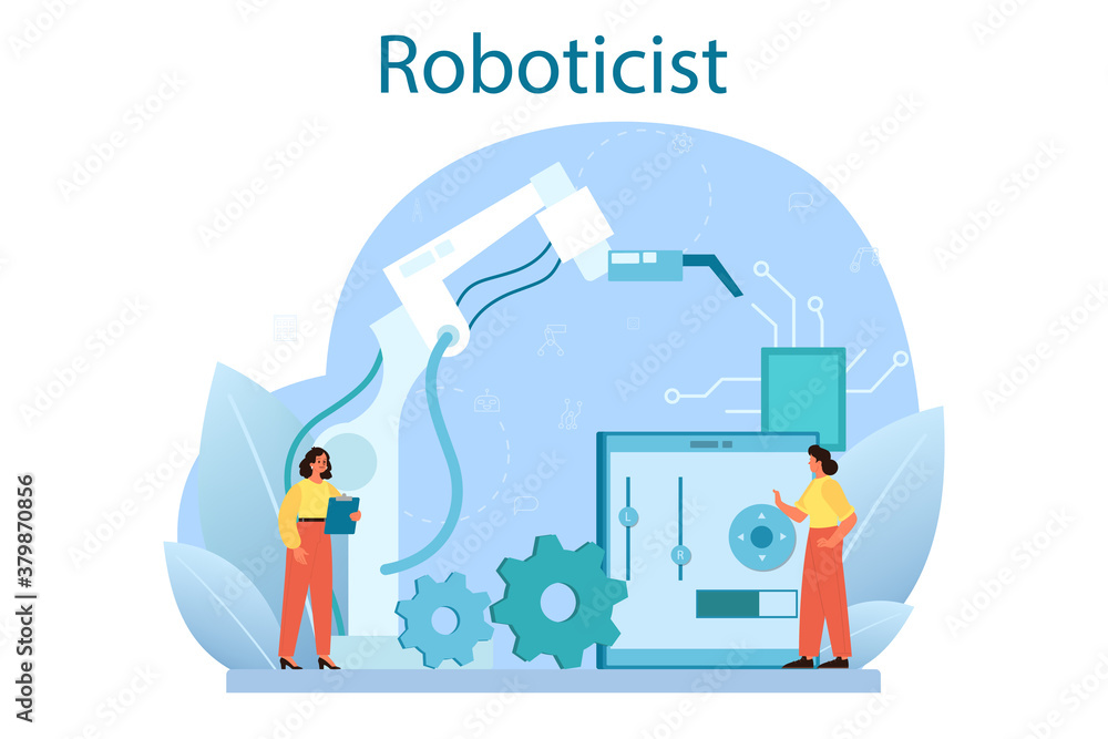 Roboticist concept set. Robotic engineering and constructing Roboticist concept set. Robotic engineering and constructing
