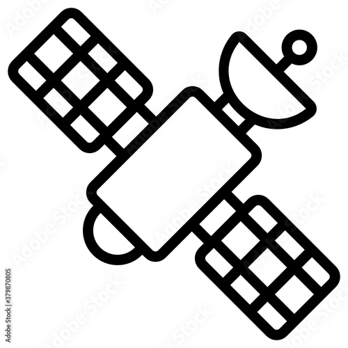 
Artificial satellite or artificial spaceflight icon in flat style 
