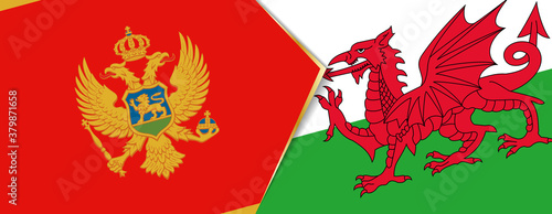 Montenegro and Wales flags  two vector flags.