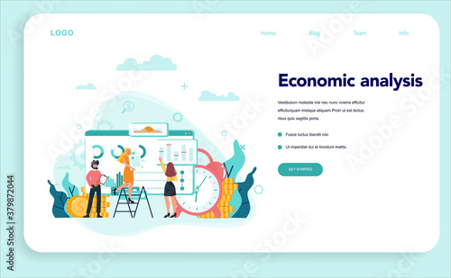 Economists concept web banner or landing page. Business people
