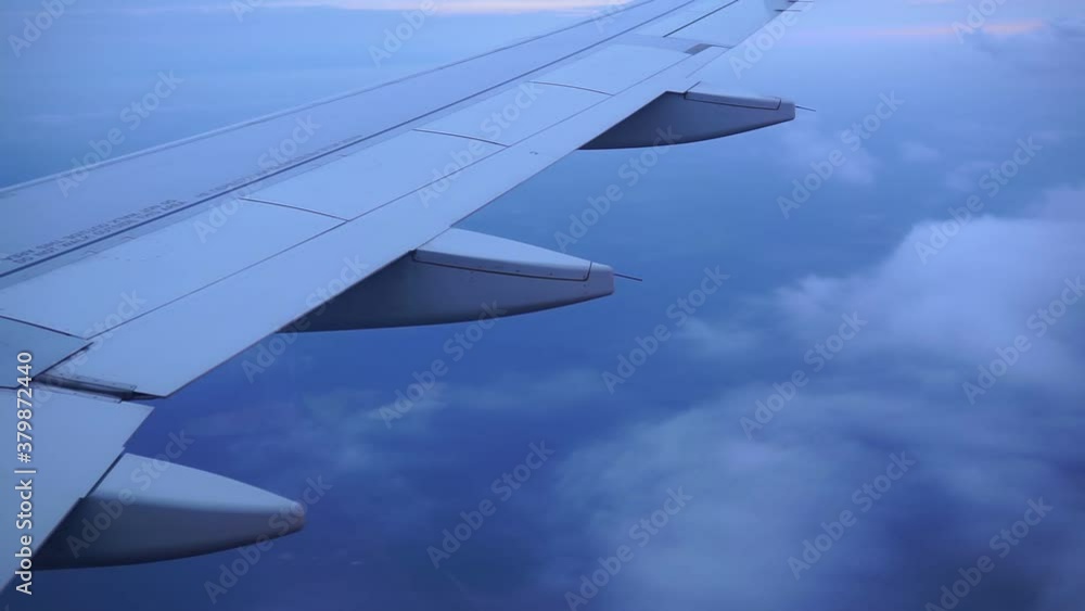 Early morning wing airplane, concept travel and freedom. Early morning wing airplane, concept travel and freedom.