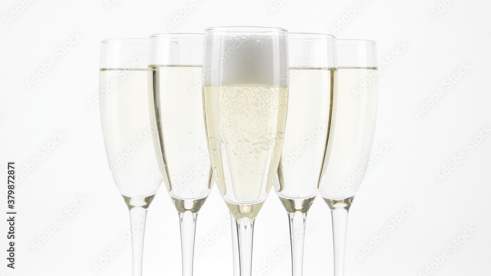 Champagne. flute-style glasses with Sparkling Wine on Holiday Bokeh Blinking light background. Celebration Champagne. flute-style glasses with Sparkling Wine on Holiday Bokeh Blinking light background. Celebration