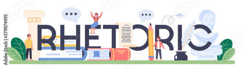 Rhetoric typographic header. Voice training and speech improvement