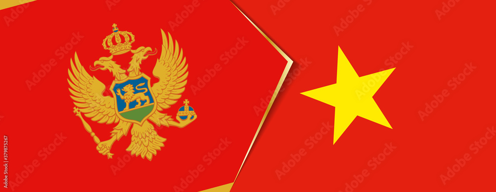 Montenegro and Vietnam flags, two vector flags. Montenegro and Vietnam flags, two vector flags.