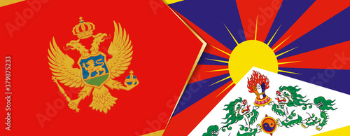 Montenegro and Tibet flags  two vector flags.
