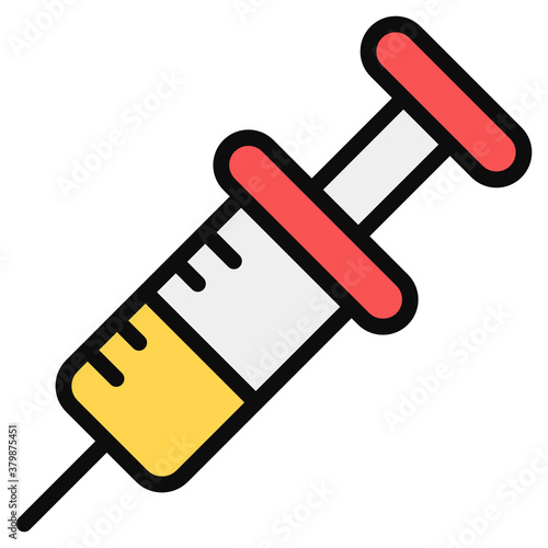 Plastic medical syringe icon in flat style 