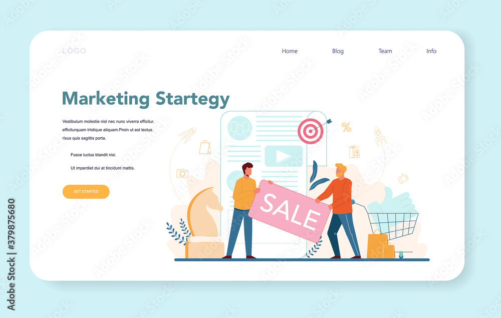Marketing strategy web banner or landing page. Advertising Marketing strategy web banner or landing page. Advertising