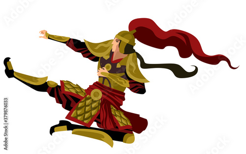 strong chinese armored soldier jumping kick