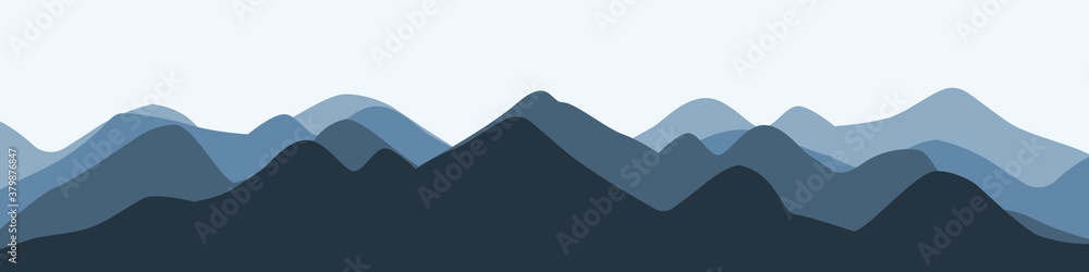 Silhouettes of mountains. Beautiful landscape. Panorama of nature. Vector illustration

