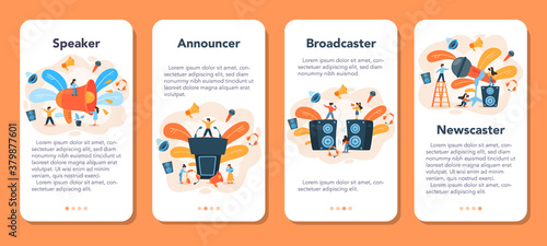 Professional speaker, commentator mobile application banner set.