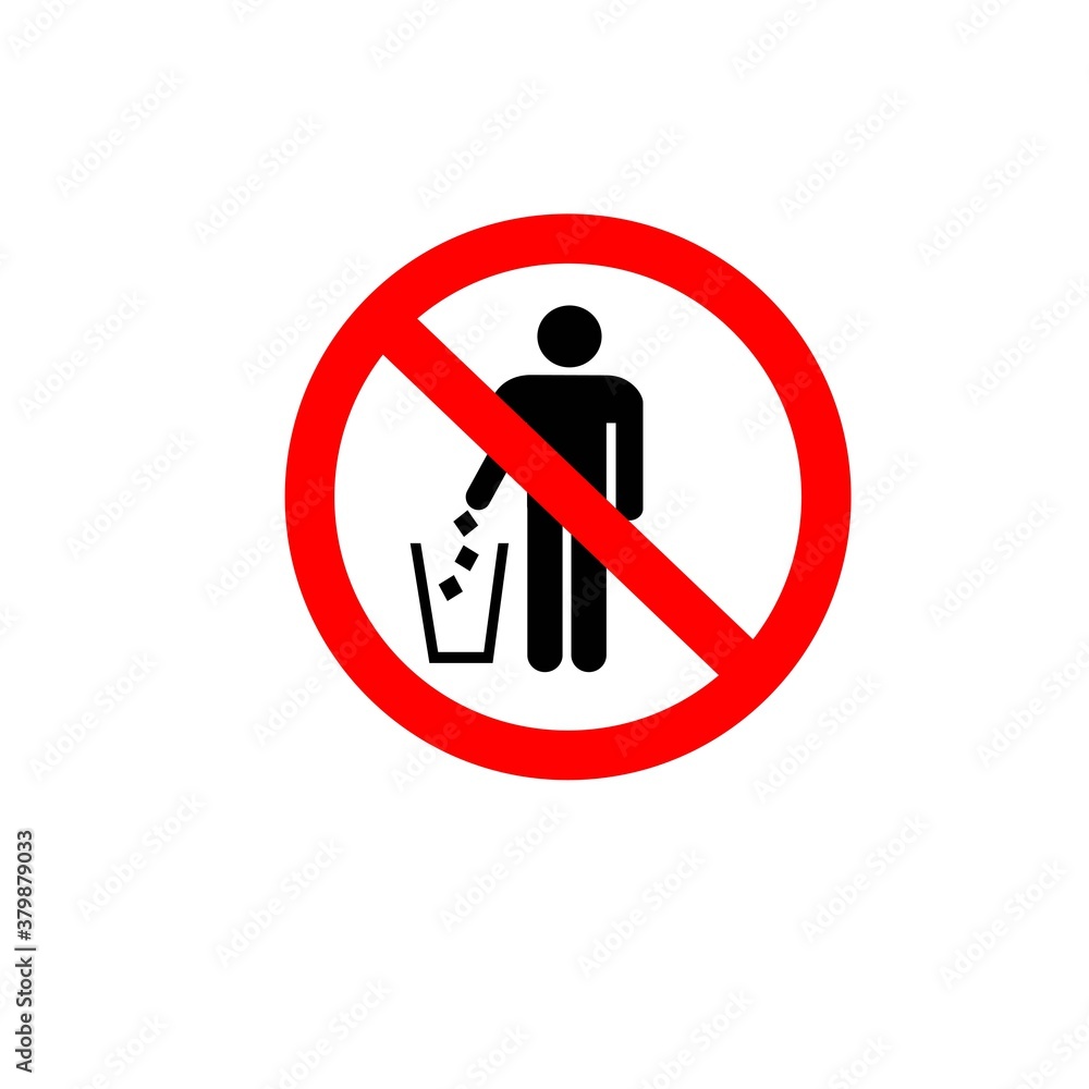 it is forbidden to throw garbage. Icon, warning sign. Vector