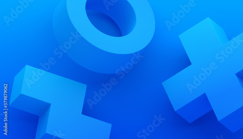 Abstract 3d render, modern blue background with geometric shapes, graphic design